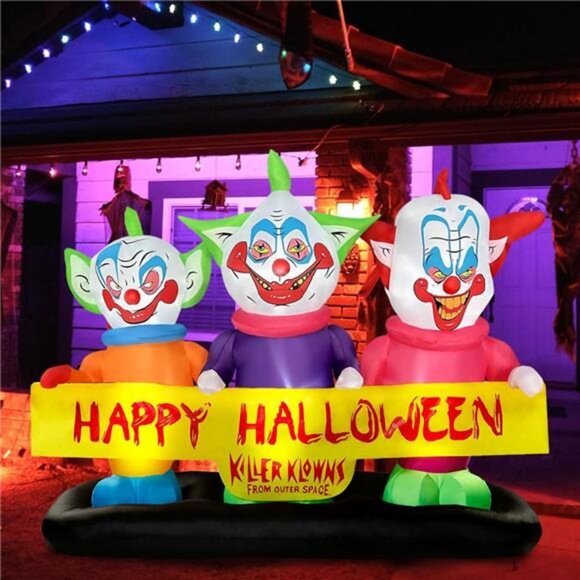 6ft Long Halloween Inflatable Three Killer Clowns Decoration Blow - Picture 3 of 7